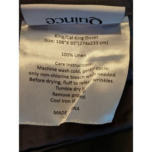 Quince European 100% Linen Duvet Cover 3PC Set Charcoal King/Cal King -NEW- - Picture 5 of 7